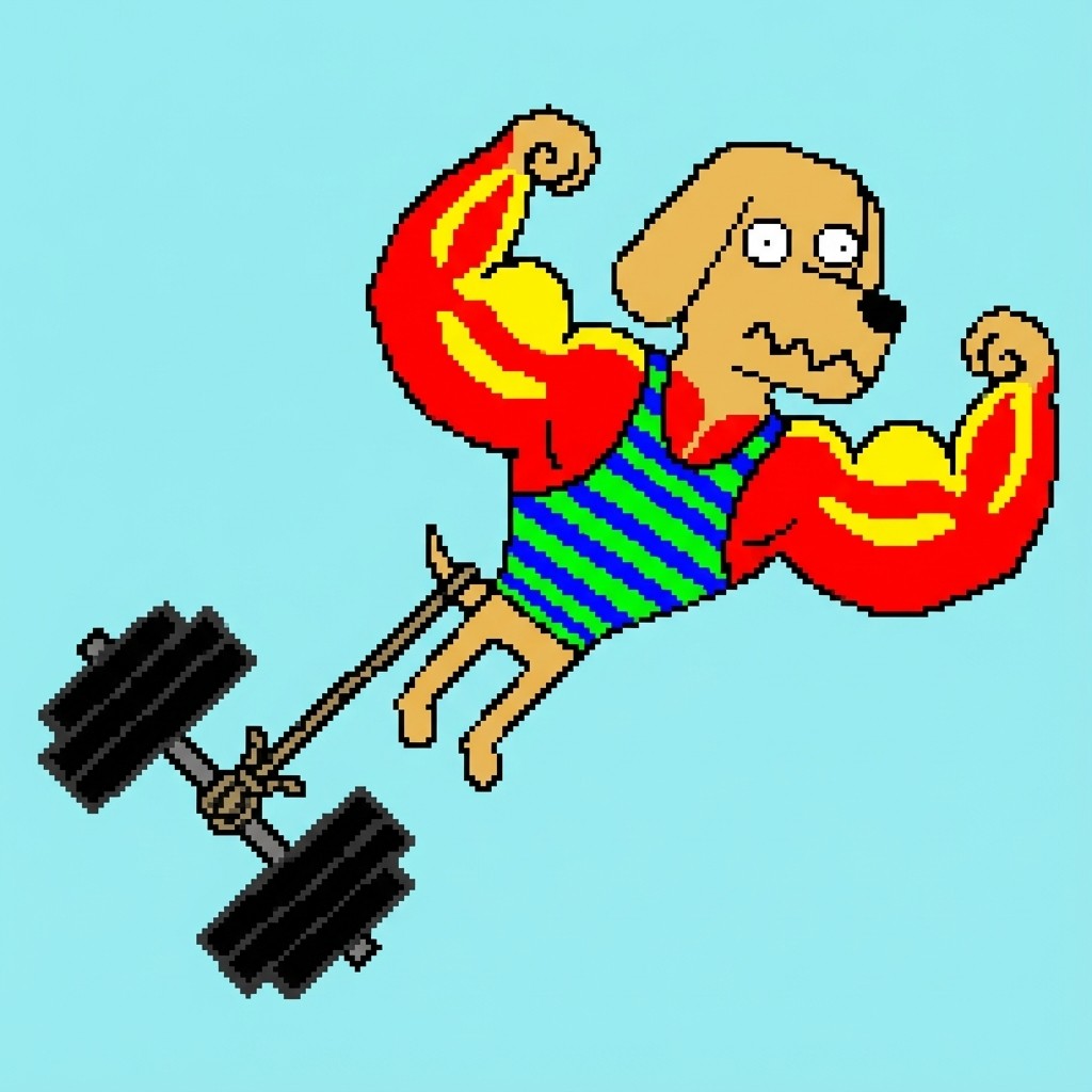 Bro the Dog flying kick with dumbbells