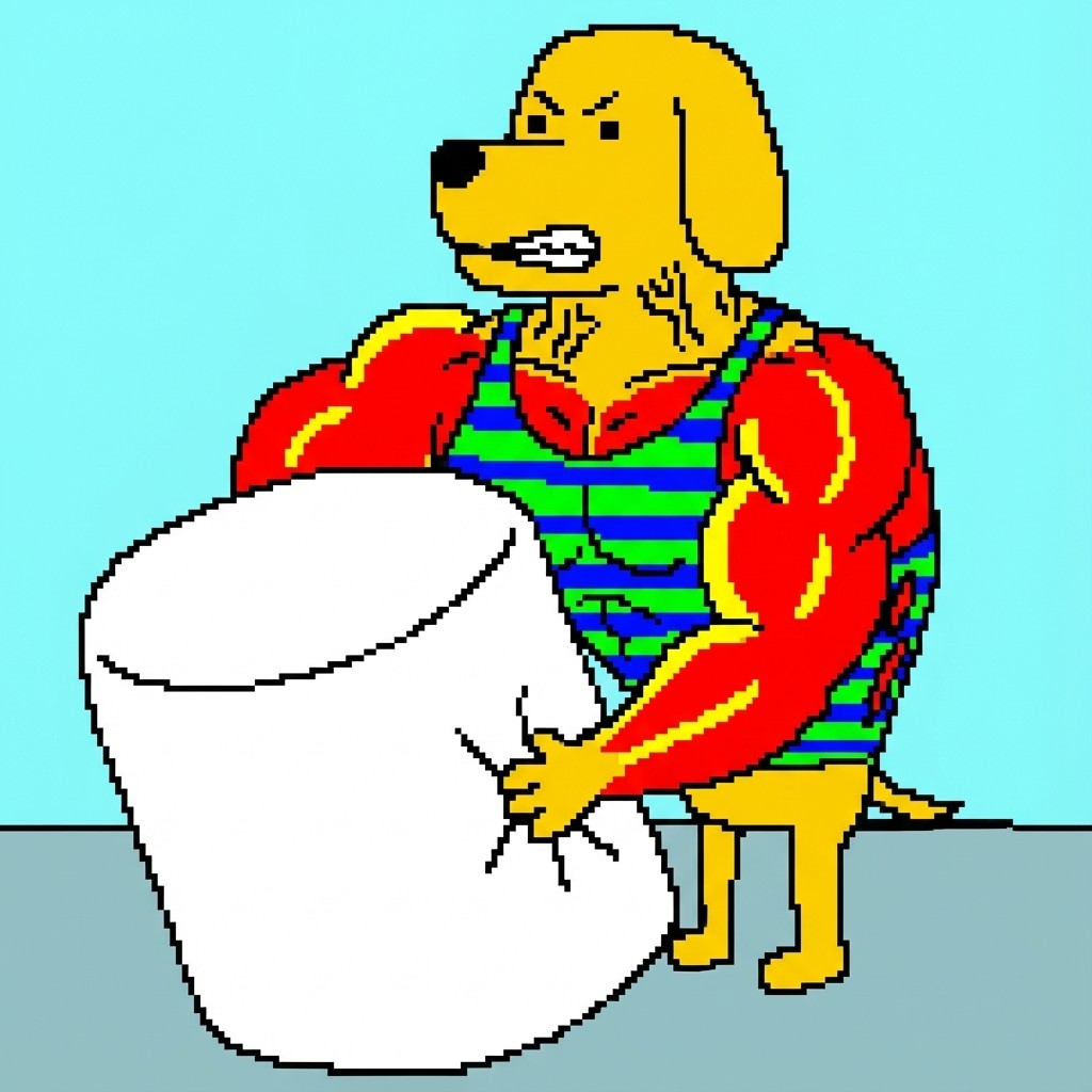 Bro the Dog chilling with coffee mug