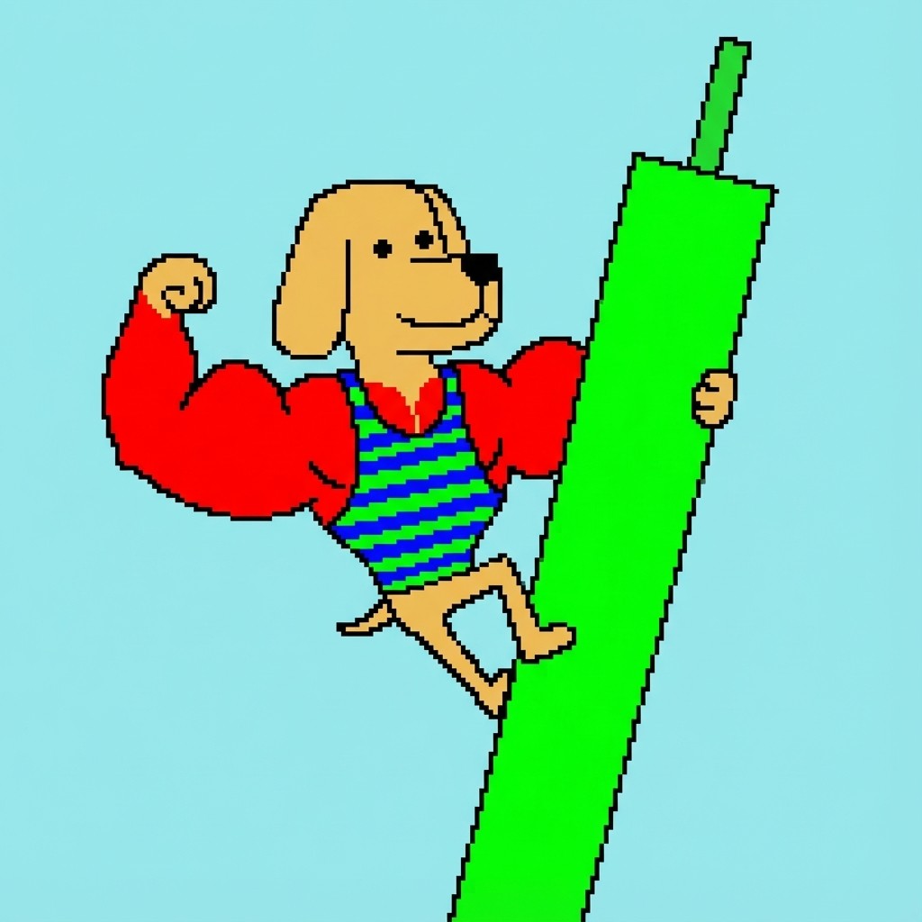 Bro the Dog riding green candle