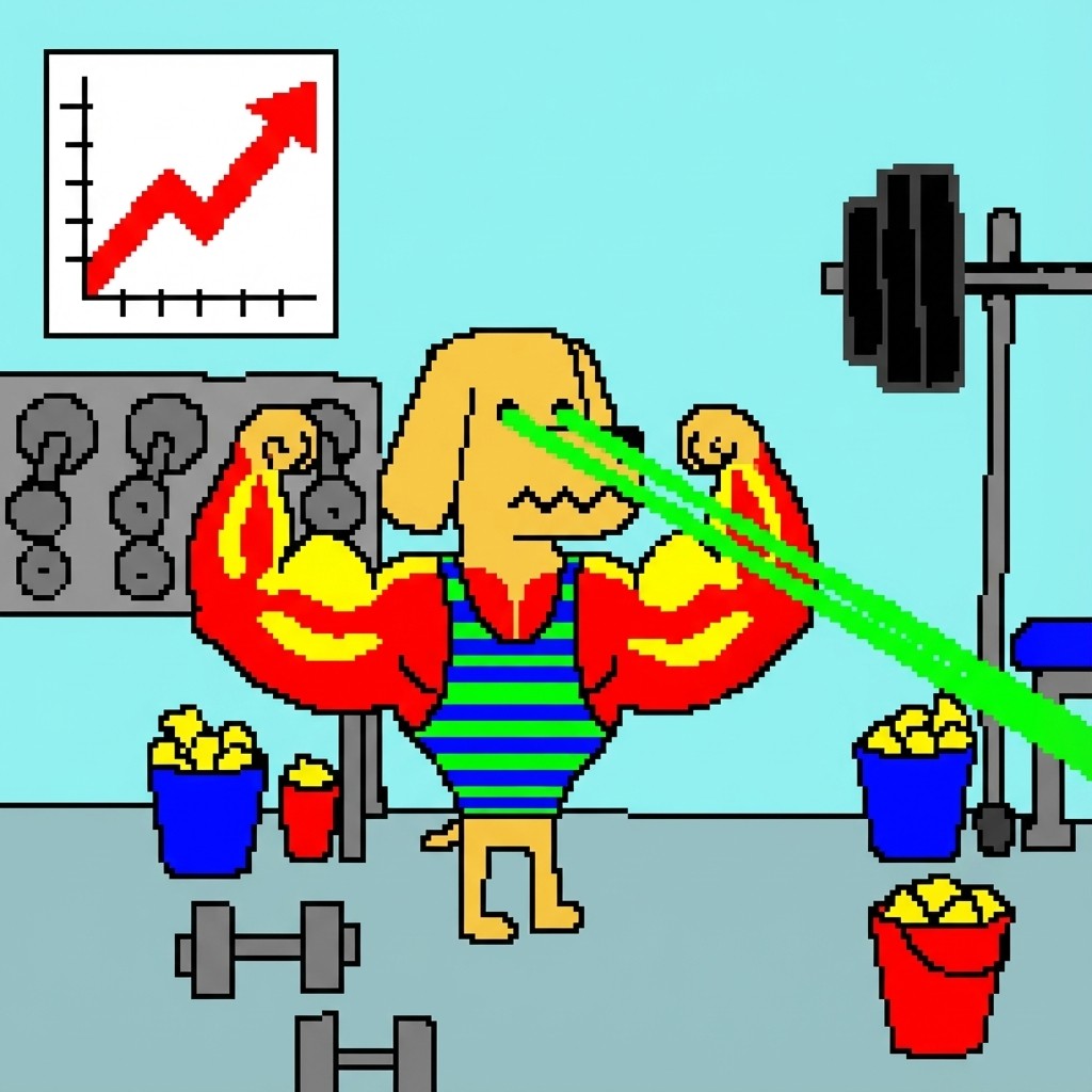 Bro the Dog with laser eyes and chart